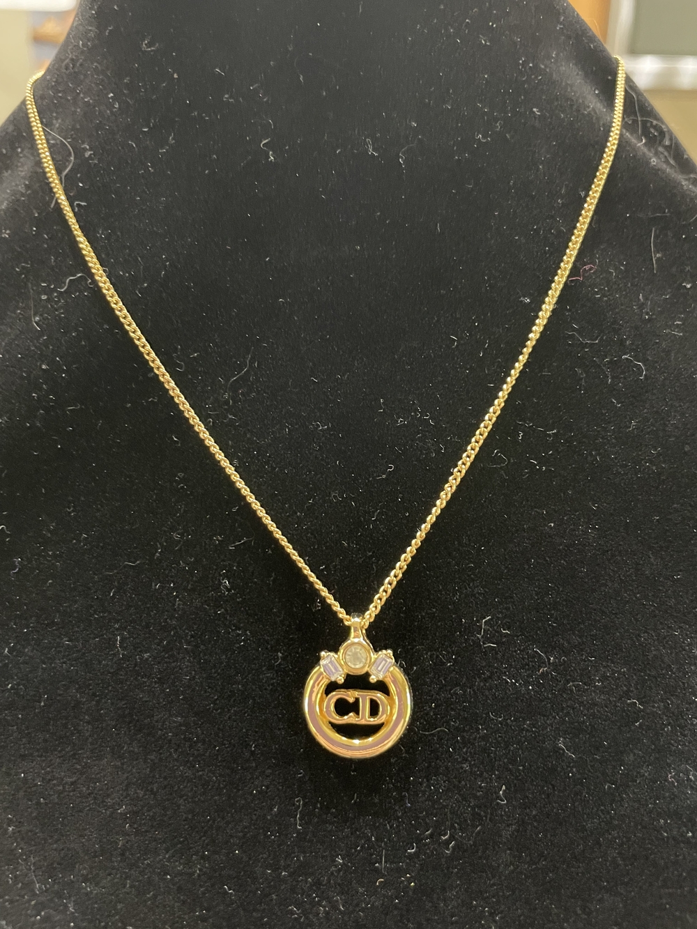 Dior Gold CD Circle Pendant Necklace